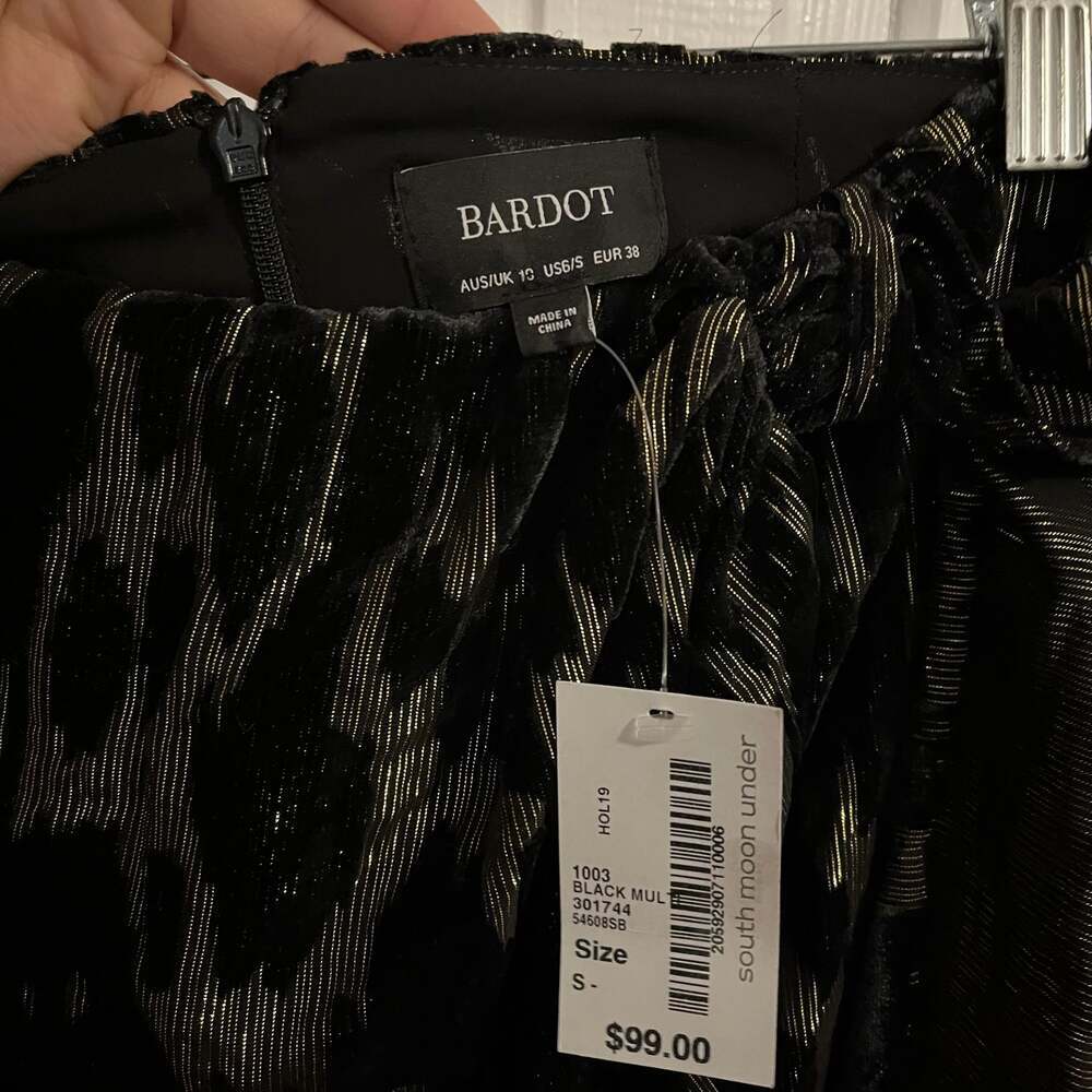 Bardot Black and Gold Lurex Leopard Ariella Mini Skirt Small 6 - Picture 3 of 9